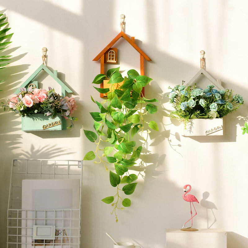 Creative wall wall decoration pendant Nordic ins simulation plant wall hanging fake flower Living room dining room wall hanging flower