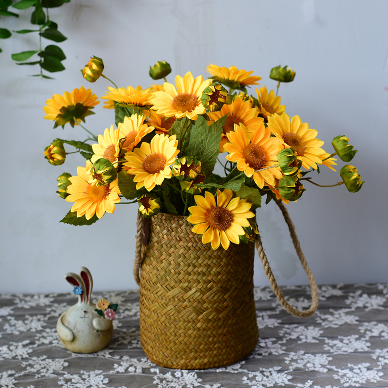 Nordic Sunflower Simulation Bouquet Sunflower Silk Flowers Interior Dry Flower Decoration Living-room Ground Fake Flower Pendulum suit