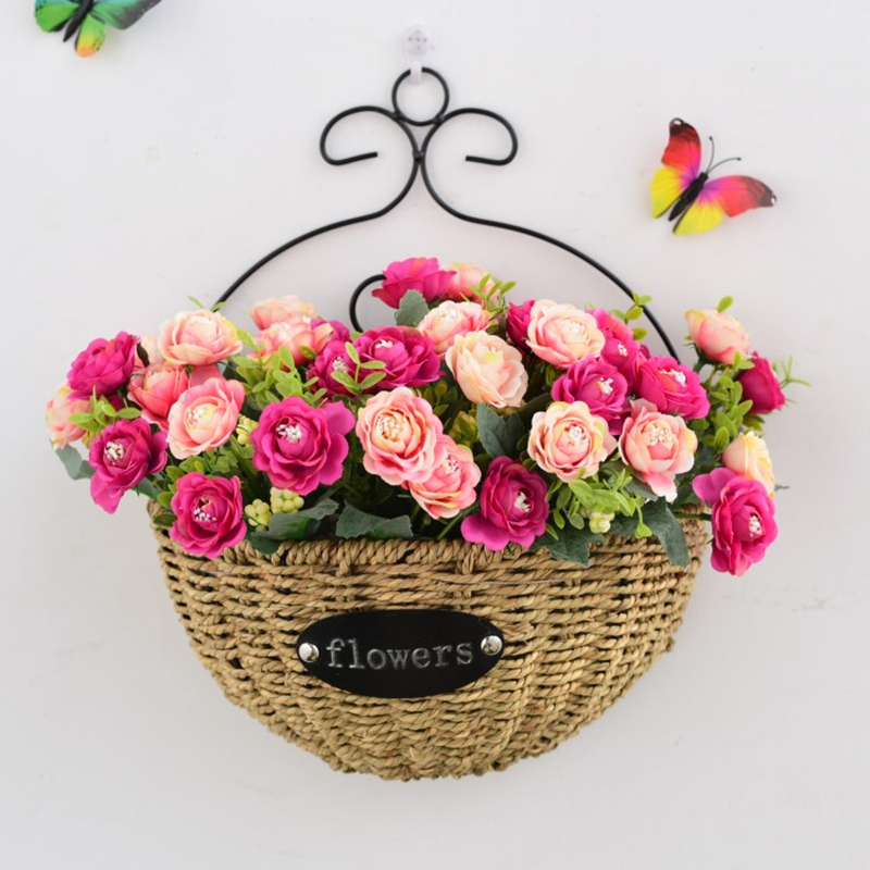 Nordic Wall Wall Hanging Flower Basket Pastoral Creative Wall Golden Ge Hangulan Pot Kindergarten Dining Room Wall Decoration Flower Art