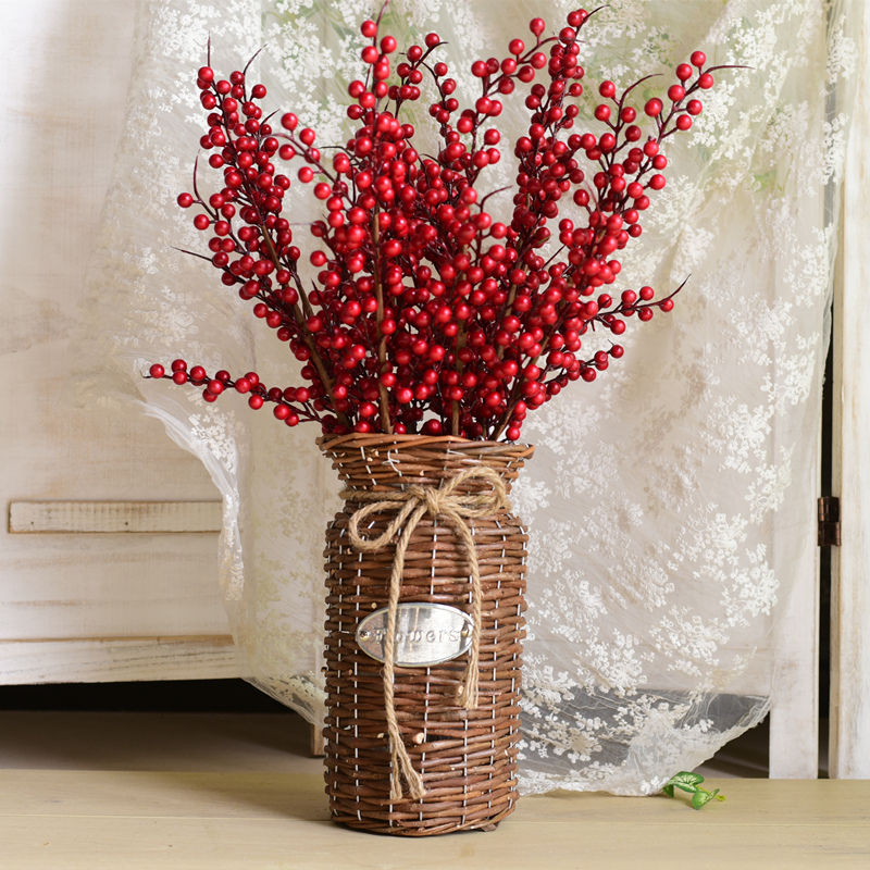 Simulation berry single fortune fruit wedding decoration flower red fruit lucky fruit Chinese style flower living room decoration