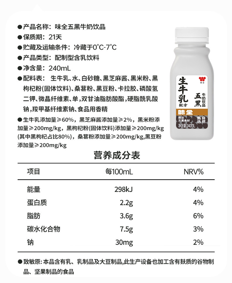 安享好物 安享C级含乳饮料-味全白桃牛奶饮品