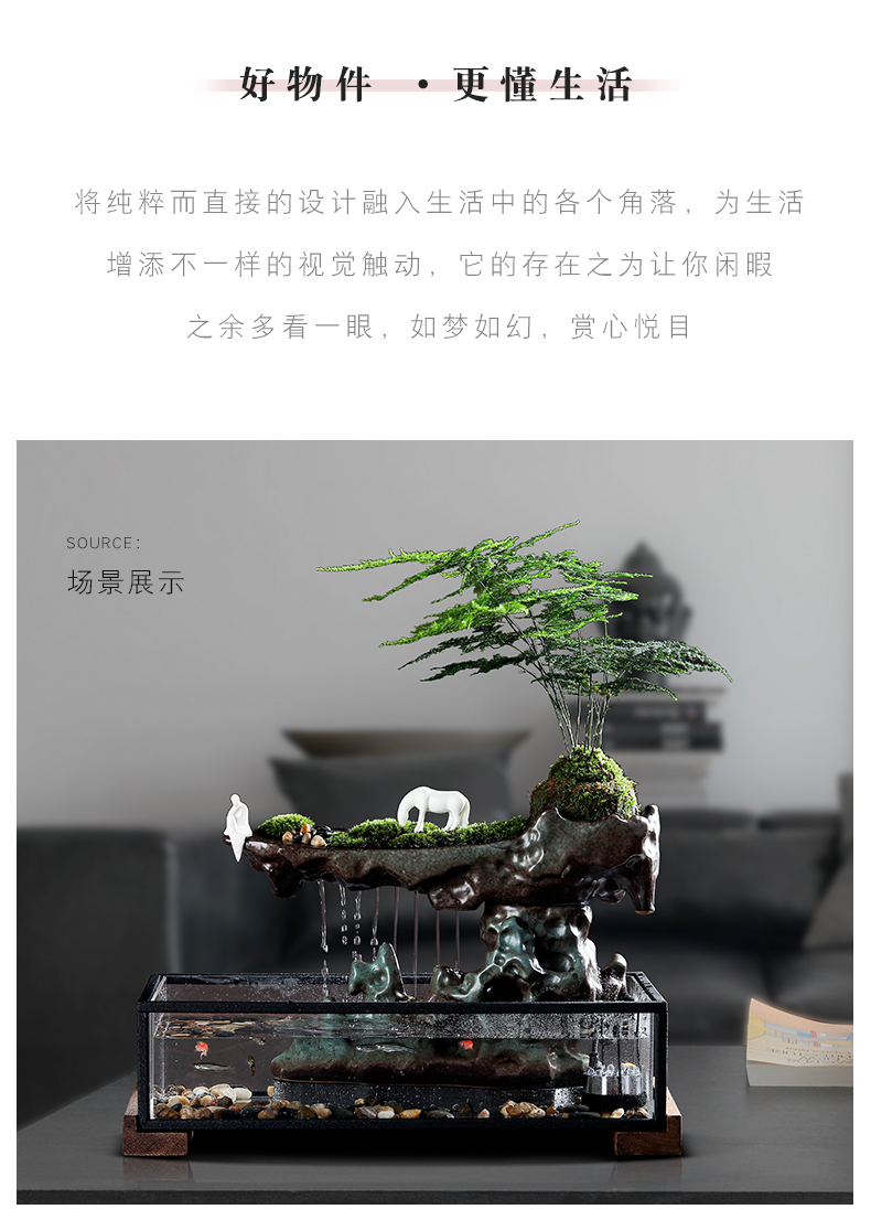 Chinese ceramic creative home furnishing articles sitting room office desktop water fountain aquarium opening gifts