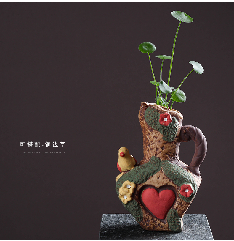 Ceramic hand - made vases indoor desktop copper grass flower POTS all over the sky star, dry flower receptacle restoring ancient ways furnishing articles desktop decoration