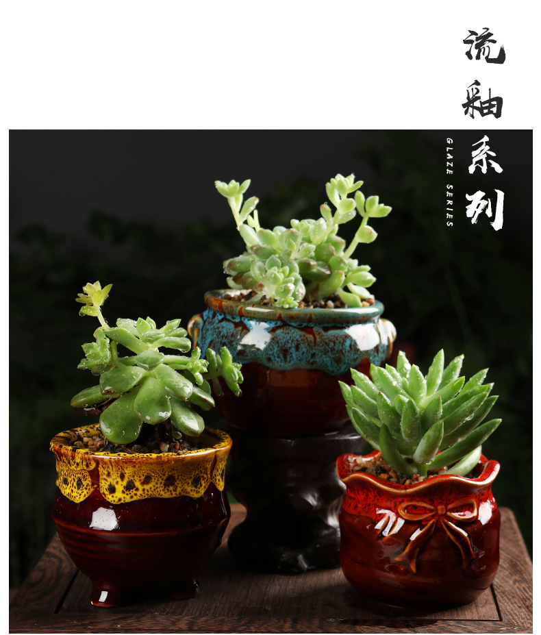 Fleshy thumb flowerpot European - style mini exquisite small creative manual lovely floral outraged meat meat control type ceramic flowers