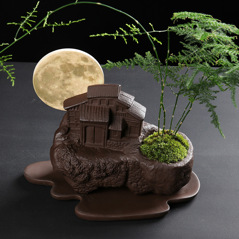 Archaize purple asparagus pot indoor creative moon mountain zen furnishing articles large green plant POTS yard with pallets