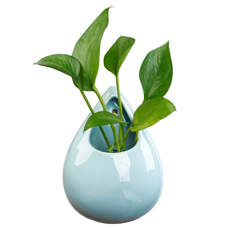 Hanging celadon ceramics flowerpots hydroponic money plant vase wall holing free creative Hanging basket Hanging decorative furnishing articles