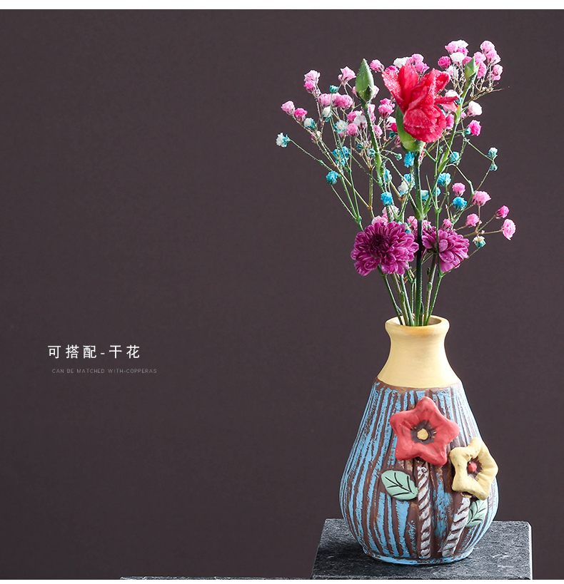 Ceramic hand - made vases indoor desktop copper grass flower POTS all over the sky star, dry flower receptacle restoring ancient ways furnishing articles desktop decoration