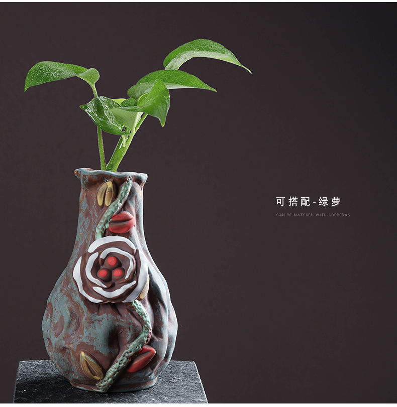 Ceramic hand - made vases indoor desktop copper grass flower POTS all over the sky star, dry flower receptacle restoring ancient ways furnishing articles desktop decoration