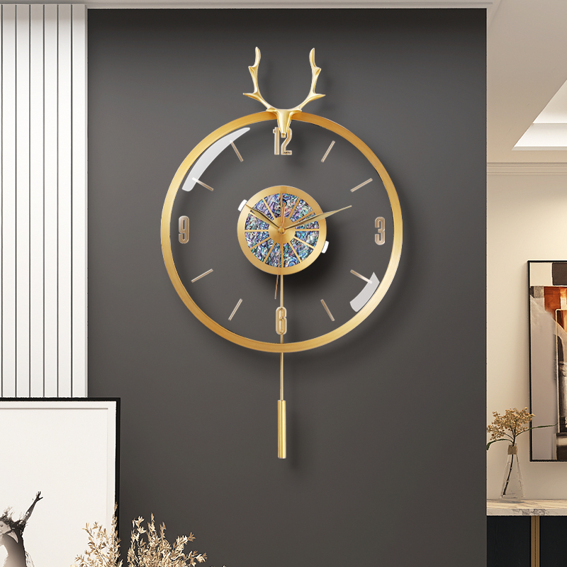 2021 New Modern Light Luxury Wall Clock Deer Head Creative Clock Hanging Wall Simple Fashion Home Living Room Decoration Clock