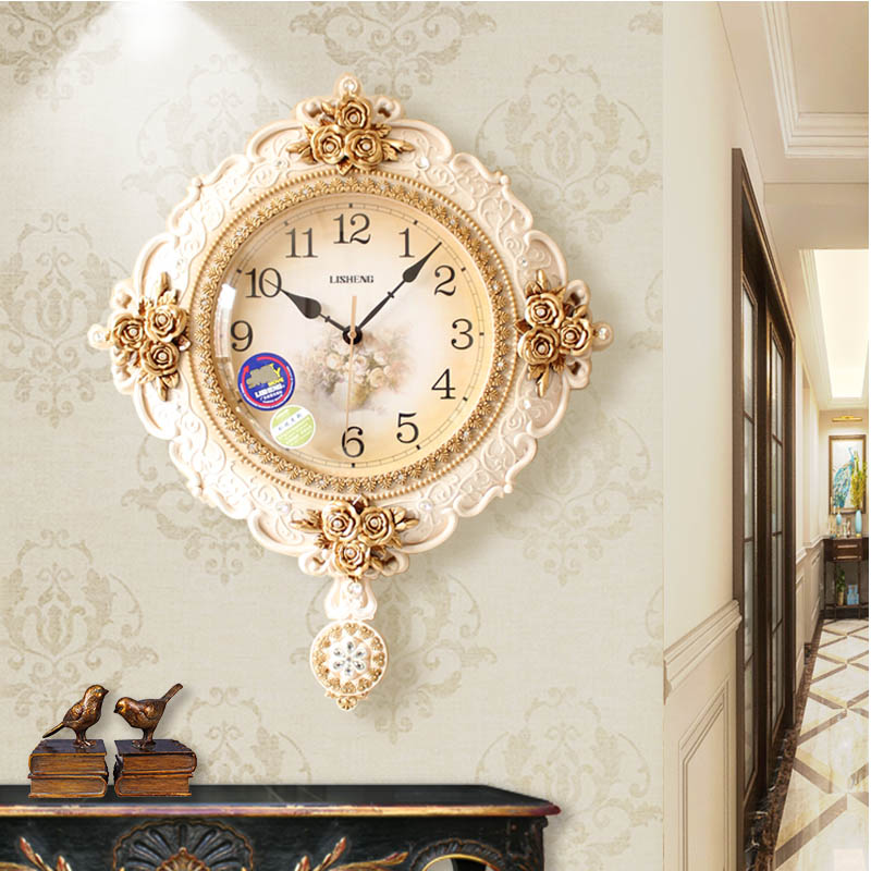 Eurostyle home hanging clock living room pendulum clock fashion light extravagant hanging table quartz clock table muted clock hanging wall bells on wall