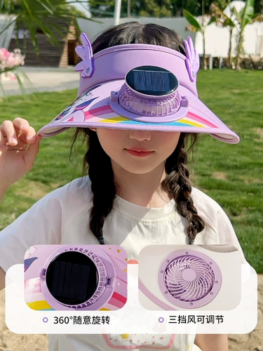 Детская шапка, пони, летний вентилятор на солнечной энергии, новая коллекция, защита от солнца