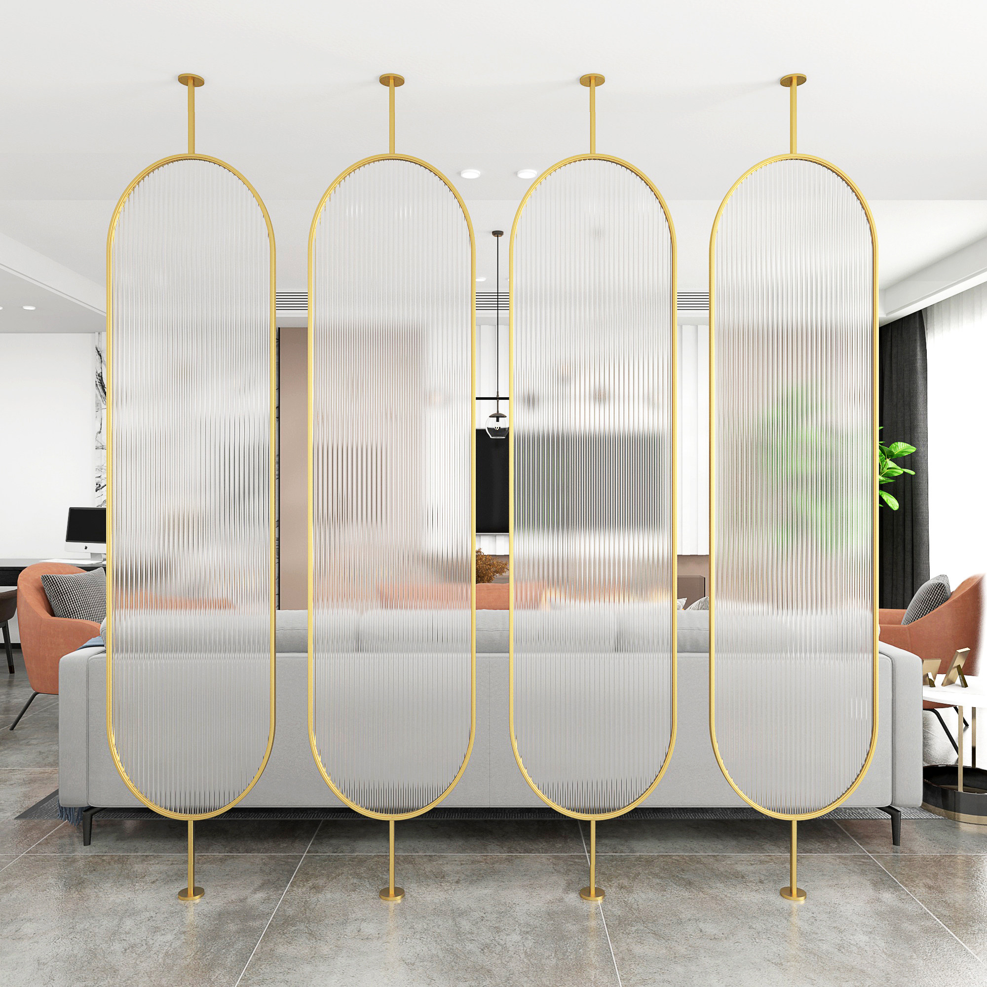 Long-iridescent glass screen modern minimalist net red Living room Bedroom Office light extravagant and rotatable shielded partition decoration-Taobao