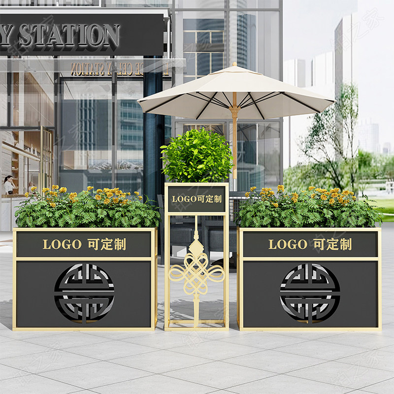 New wrought iron flower stand outdoor planting flower box combination flower bed sample house display center commercial street flower slot can be customized logo
