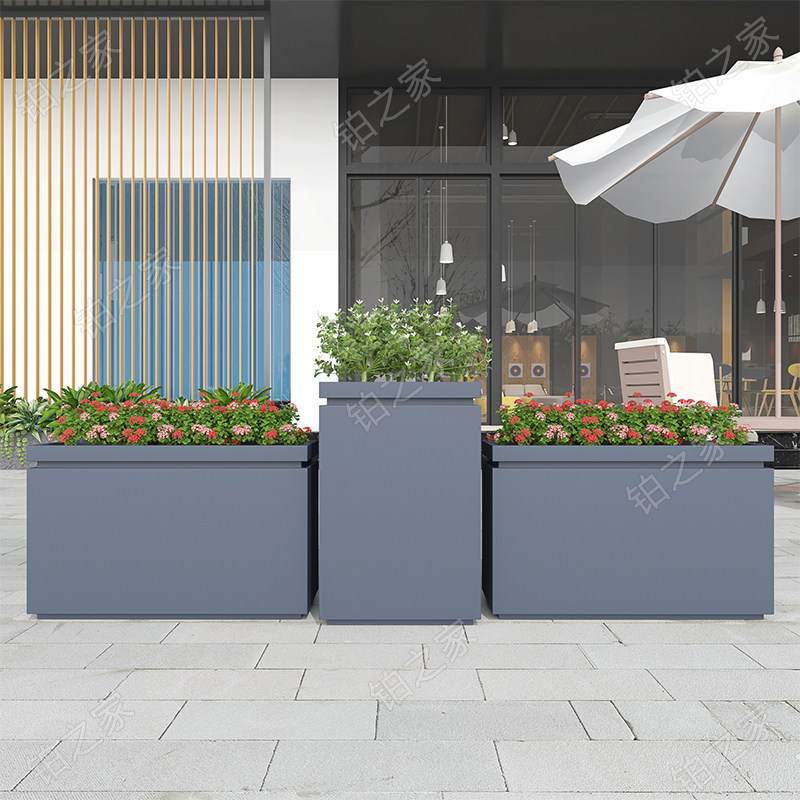 Sample house exhibition center center outdoor wrought iron flower box combination garden leisure bar fence planting flower trough simple large flower bed