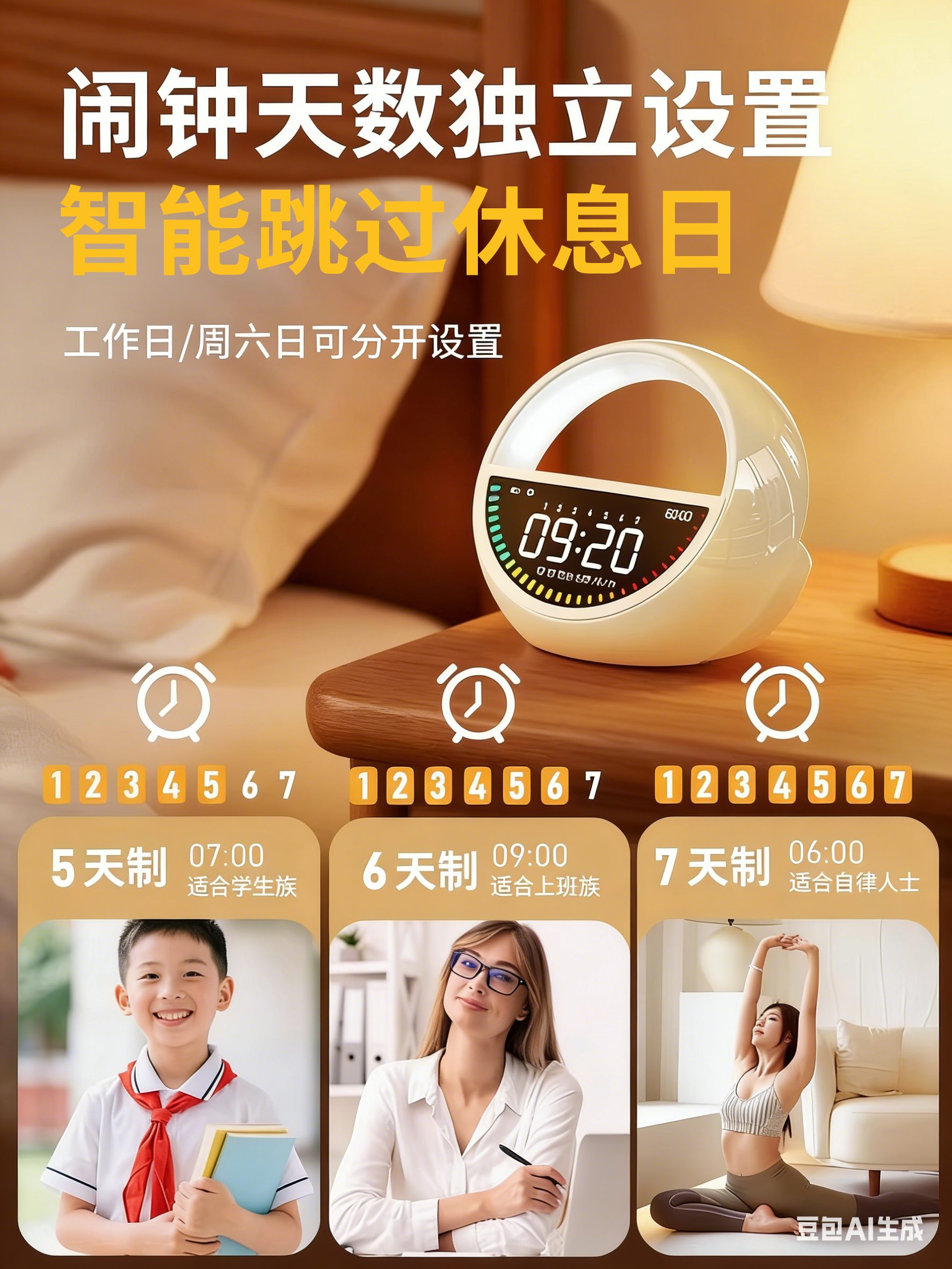 Alarm Clock for Students, a Special Wake-Up Tool, Smart 2025 New Model, Powerful Wake-Up for Middle and High School Students, Small Timer for Studying