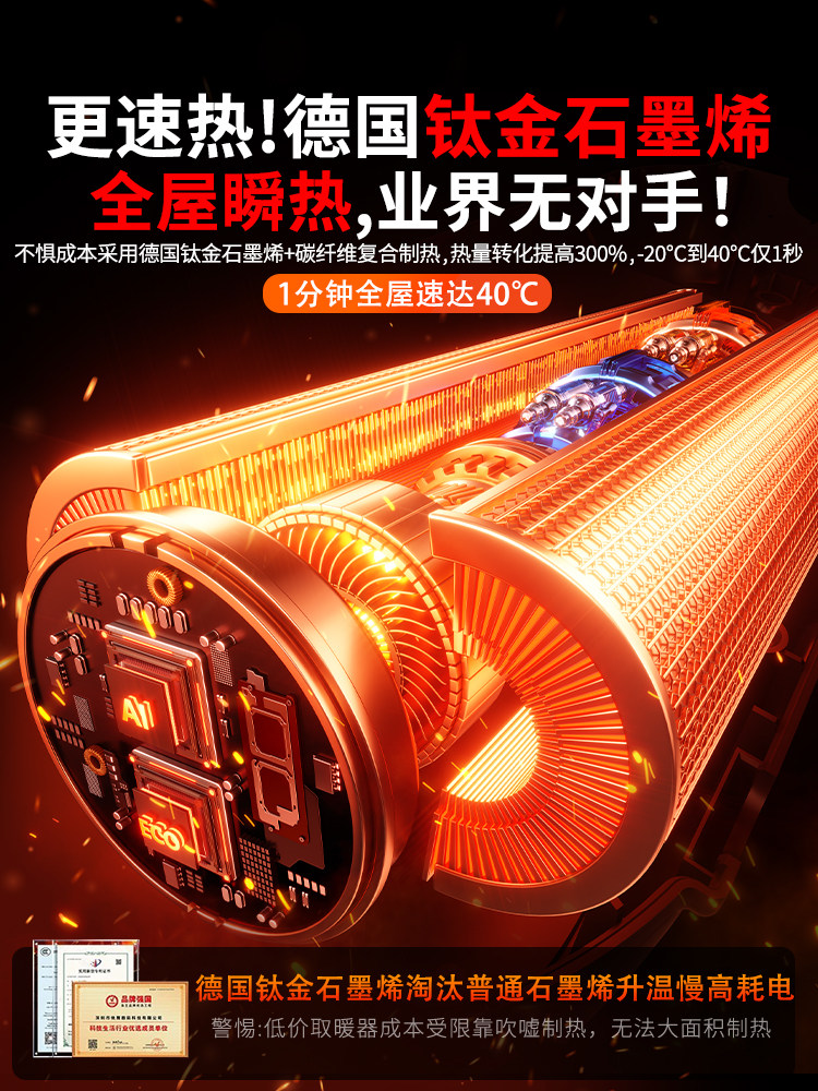 Heater Fan 2025 New Model for Home Use, Large Area Graphene Electric Heater, Energy-Saving Magic Device, Winter Little Sun