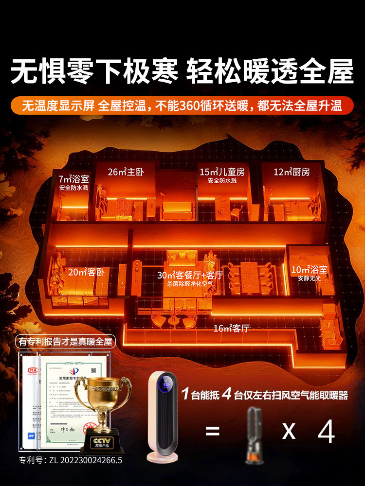 2025 New Model of Heater for Whole House, Large Area, Energy-Saving, Electric Heater for Bathroom, Small Sun Heater for Winter