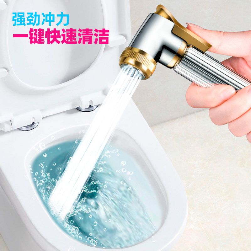 Golden Pepford 304 Stainless Steel Home Toilet Partner Toilet Spray Gun PU Telescopic Tube Tap Woman Cleaner Nozzle