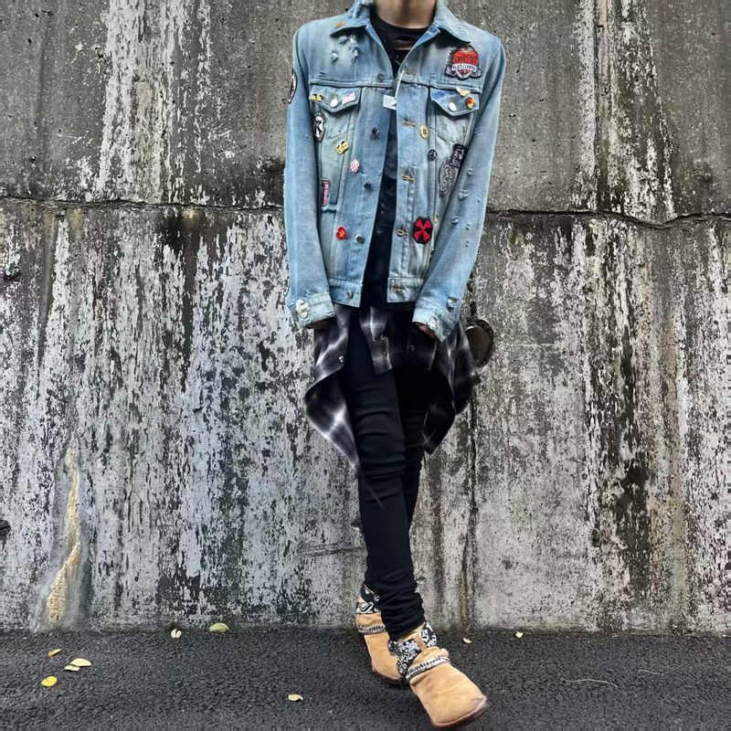 【Top-Rated】Orange-Made Versatile Basic Skinny High-Street Black Pleated Jeans with a Slim Fit