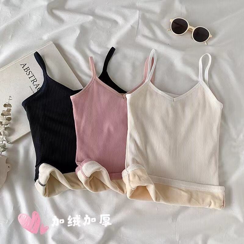 Autumn-winter thermal cotton vest female inside wearing undercoat and thickened anti-chill student Korean version of small harnesses outside wearing blouses-Taobao