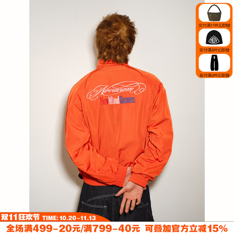 Novacam American Style Fleece-Lined Warm Woven Embroidered Versatile Retro Sports Jacket Short Windbreaker