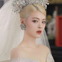 New Korean style extravaganza full drilling rose petals bridal temperament net red exaggerated personality inlaid with metal earrings earrings