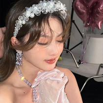 New Birthday Headwear Bridal Wedding Dress Wedding Hair Accessories Sen Pearl Crystal Flower Hair Stirrup Head Stirrup Temperamental