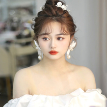 New European and American brides immortals Exaggerated Flowers Pearls Retro Earrings Wedding Dresses Wedding photography Styled Photographic Accessories