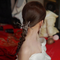 2022 New Bridal Headwear Metal Great Grip Woman Summer Temperament Rear Brain Spoon Grip Hair Clip Hair Accessories Tide Shark Clip
