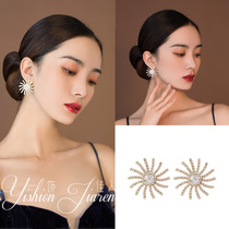Luck goddess sun full Diamond luxury earrings 2019 New Tide 925 silver needle earrings Korean exaggerated earrings female