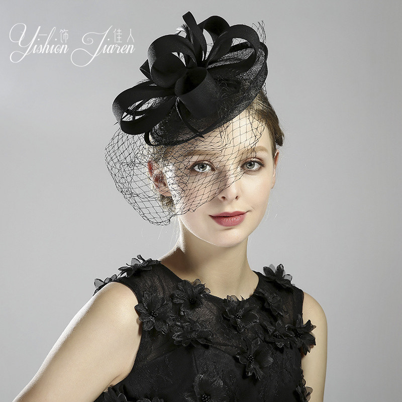 Bride Retro Infinity Gala Dinner Banquet Net Yarn Method Elegant Black Small Gift Hat Women's Banquet Wedding Dress