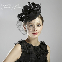 Bride Retro British socialite dinner party feast French elegant black top hat female banquet wedding dress
