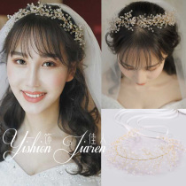 Bride headdress accessories Super fairy Korean style Mori Golden diamond crystal hair band hairband hairband wedding fairy beauty bridesmaid