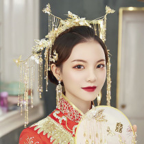 2019 New Chinese style phoenix crown bride headwear beautiful clothing ancient wind tassel wedding wedding atmosphere Xiuhe jewelry female