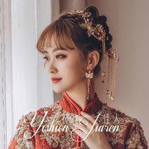 2019 New Chinese style phoenix crown bride Xiuhe headdress beautiful clothing ancient wind tassel wedding wedding atmosphere toast