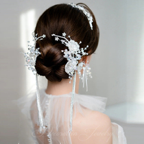 2022 new Korean-style High-end Crystal Flow Su Hair Clip Disc Hair Clip Bridal Headwear Wedding Photography Styling Accessories