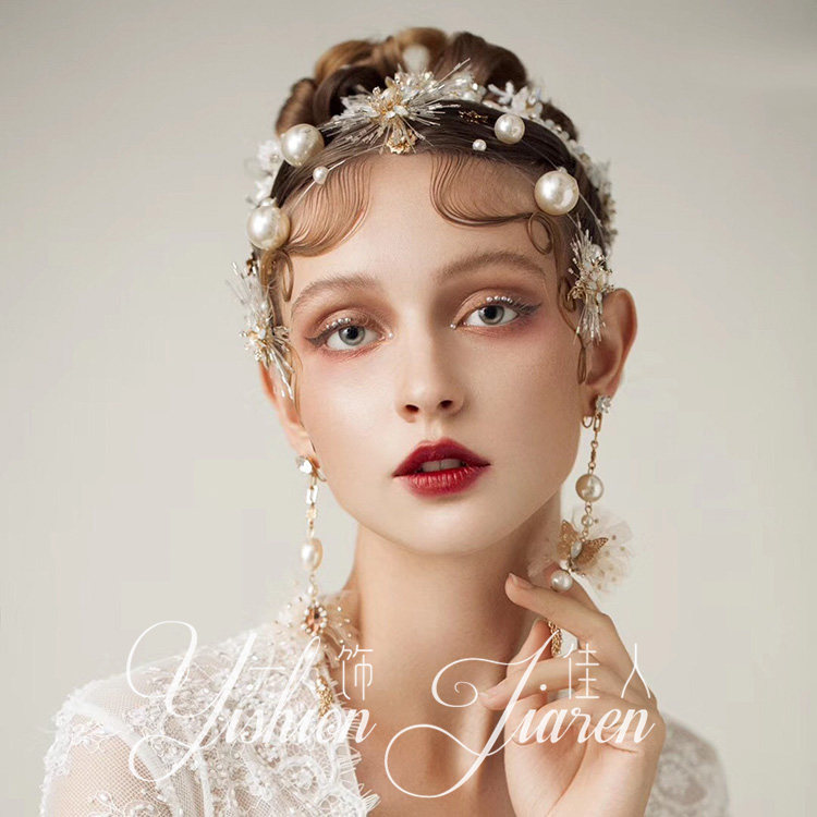 2019 New Bridal Headwear handmade Beads Hair Accessories Stars Hair Stirrup Pearl Streaming Suhair Clip Wedding Dresses Accessories