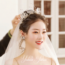 Korean bride wedding tiara crown 2019 new atmospheric Baroque crown Sen fairy hair ornaments female super fairy