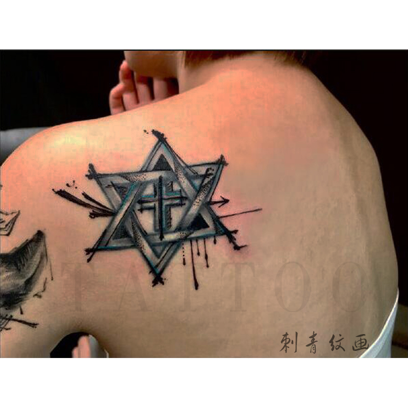 Tattoo stickers hexagram cross tattoo original waterproof durable women and men European and American style dark back net red style