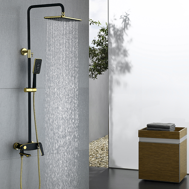 YEFG surface-mounted shower shower kit household hot and cold all-copper faucet surface-mounted rain shower head bath shower