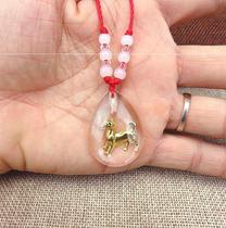 12 Zodiac imitation crystal gold inlaid jade pendant necklace belongs to the year of the rat male and female tiger horse rabbit snake Chicken cow monkey rat dragon