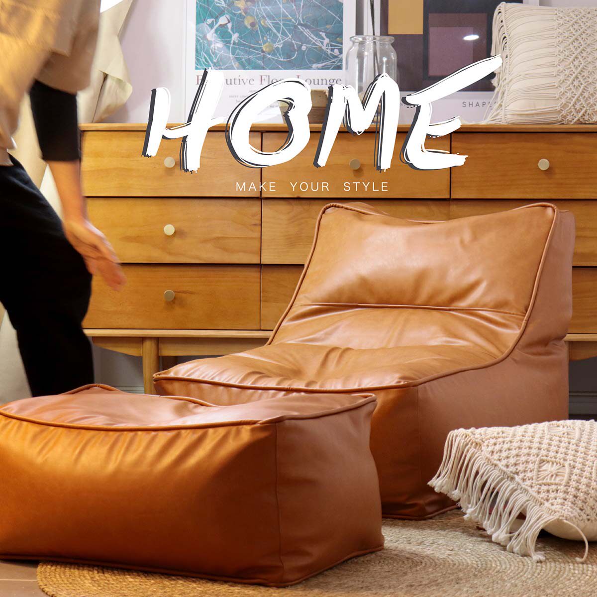 Bean bag lazy sofa chaise longue tatami balcony chaise longue leather single chair ins wind too casual reading