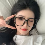 Черно -рама очки женская рама рамы Большой Иопия Иопия Соглашение, круглый лицевой лицевой датчик смарт -световой рамки боксинг плоский световой зеркал