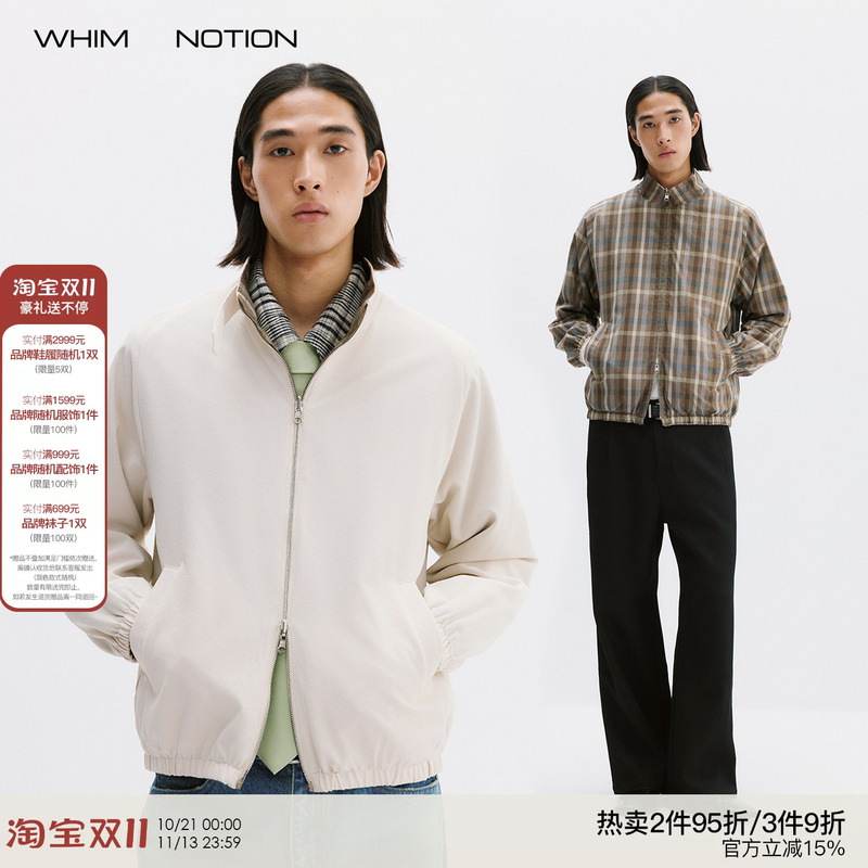 Whimnotion 26Aw “Reversible Plaid Harrington” Twill Hollow Yarn Stand Collar Jacket