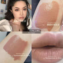 Light and American Eating with nude color matte Lip Glaze Cinnamon Milky Tea Color Curry Grey Pink to Eat Native color with a little crowdsourced red