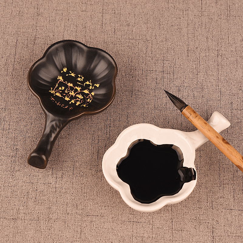 Versatile ceramic ink disc creative small ink stone pen Lick Brush Holder Ink ink Ink Butterfly Ink Pool Ink Tray Pen Wash Pen Wash Pen beginners Students' Wenfang Four Treasure Calligraphy Country Paintings