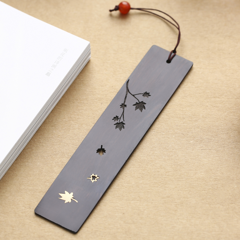 Chinese-style classical mahogany bookmarks Exquisite ebony simple literary and artistic inlaid copper for students and teachers Creative birthday gifts Palace Museum souvenirs custom engraving logo
