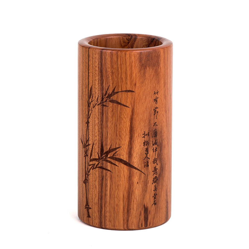 Mahogany pen holder retro Chinese style acid stick wooden creative desktop decoration storage office pen holder lettering business gift custom logo