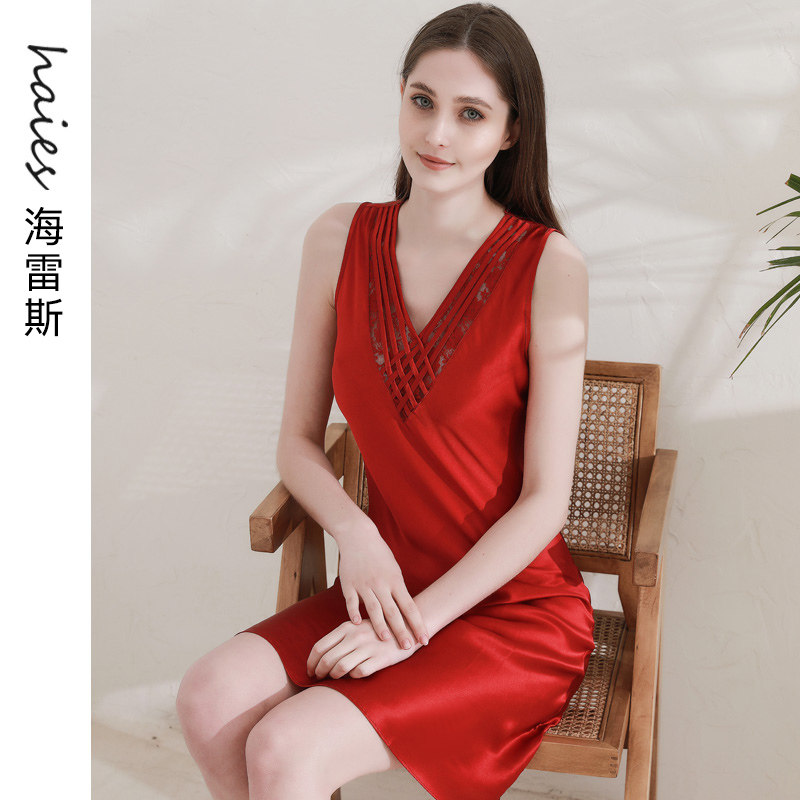 Hares True Silk Pyjamas 100% Mulberry Silk Handmade Web Sexy Harnesses Sleeping Skirts Noble Silk Home Clothing