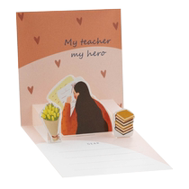 Teachers Day 3d Solid Cards Creative Mini Folding Kindergarten Primary Students Advanced Sensation Handwritten Thanksgiving Thanks to the Blessing Message Card with Envelope Delivered Female Teacher Bouquet Gift small card